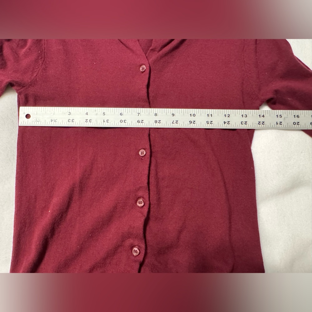 J. Crew Maroon Cardigan Sweater Classic Knit Size XXS - Picture 4 of 8